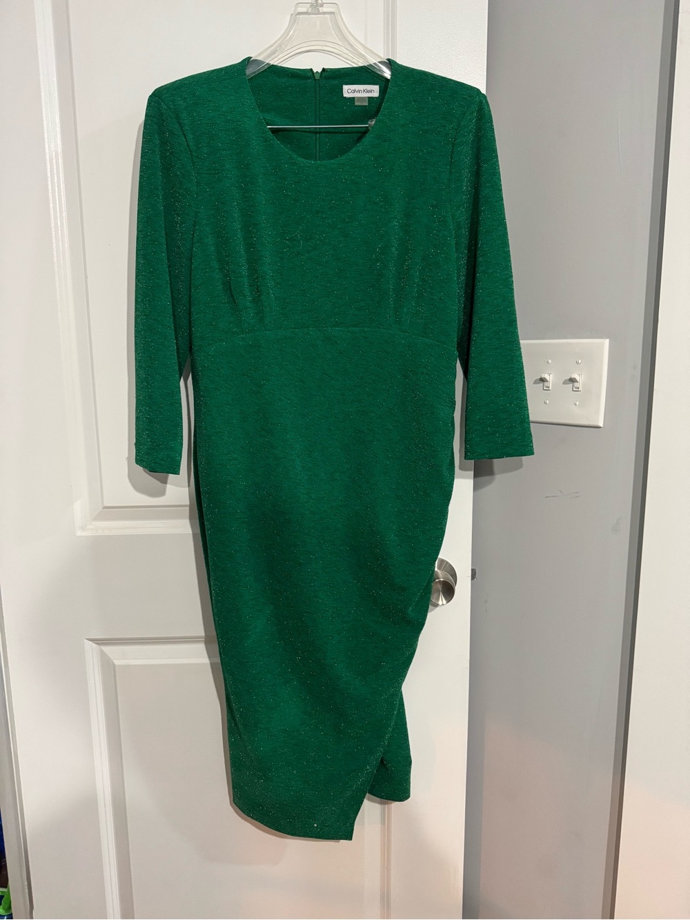 Calvin Klein Emerald shimmering Green Sheath Dress size 14